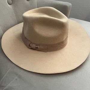 Urban Outfitters Women's Natural Uo Flat Brim Felt Adjustable Fedora